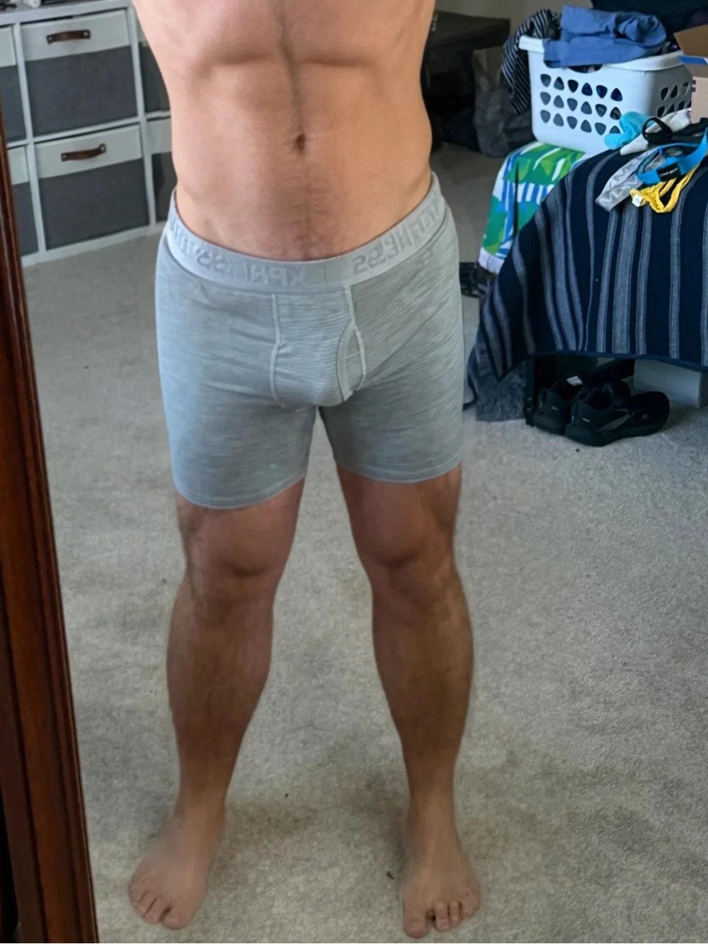 Men's Express Light Gray Performance Boxer Briefs XL